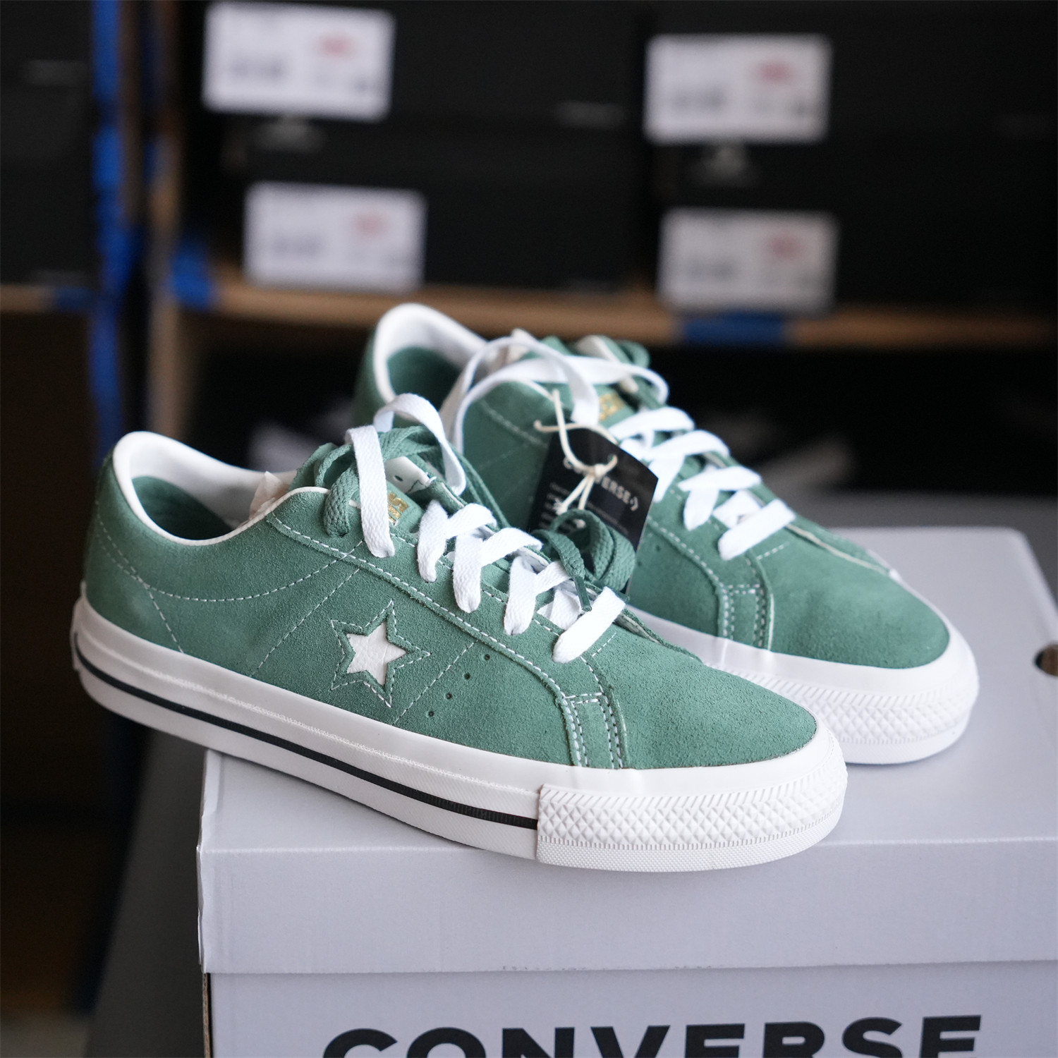 CONVERSE匡威ONESTAR PRO杜松子绿翻毛皮麂皮低帮滑板鞋A07618c