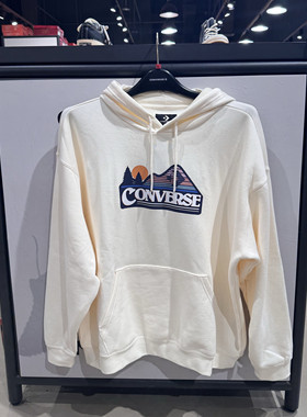 正品CONVERSE匡威 男加绒山系图案印花宽松连帽卫衣10026526-A03