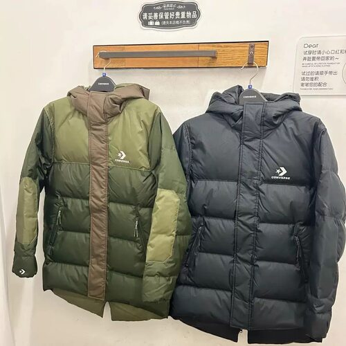 匡威新款中长款拼接连帽保暖羽绒面包服外套10023754-A01-A02