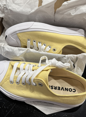 正品CONVERSE匡威 奶黄色多巴胺糖果黄开口笑低帮帆布鞋A11964C