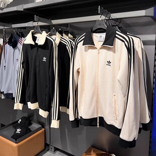 Adidas阿迪三叶草三条纹华夫格复古夹克秋男女外套JW0110 JW0109