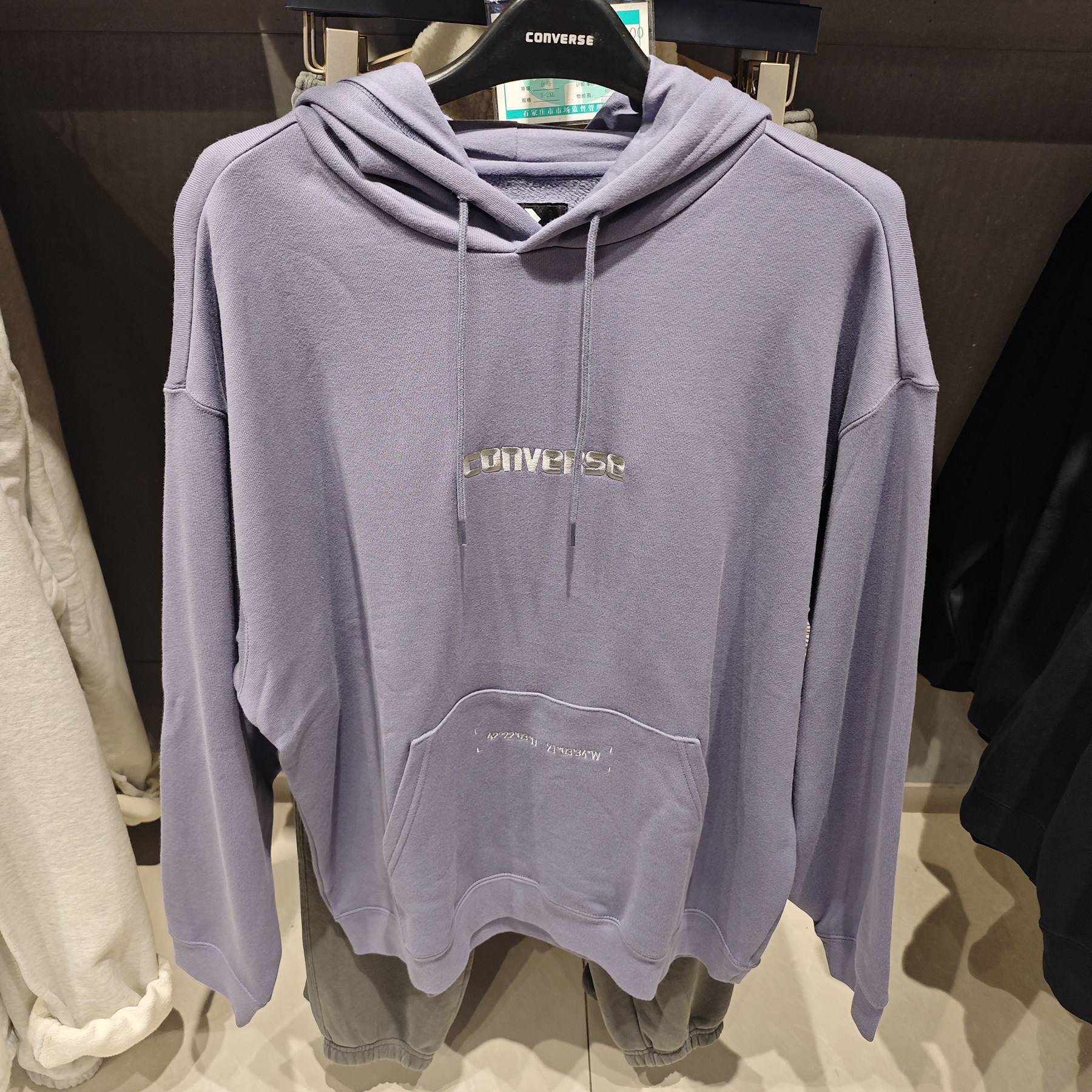 正品converse匡威 男女款字母刺绣连帽套头卫衣10027102-A02-A01