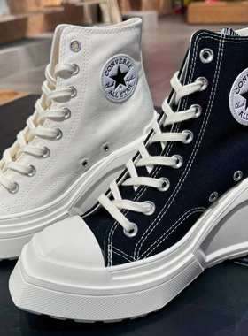 Converse匡威 增高厚底复古白色纯白坡跟帆布鞋A06479C A06478C