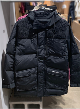 匡威男子拼接中长款羽绒服外套