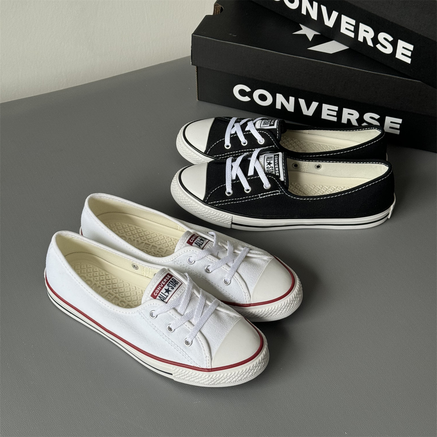 converse匡威经典款ALLSTAR黑白色一脚蹬slip on566775c566774c