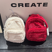 Converse匡威 冬款 软糯毛茸小尺寸双肩背包10026816 正品 A01 A02