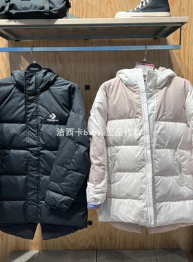 正品匡威 22冬男中长款拼接连帽保暖羽绒服外套10023754-A01-A03