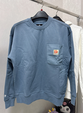 正品Converse匡威 蓝色圆领口袋小花针织套头卫衣 10024165-A03