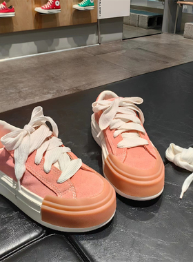 正品converse匡威 24新款脏脏粉橘UU男女款厚底低帮帆布鞋A10438C