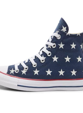 正品converse匡威 男女allstar五角星印花蓝色高帮帆布鞋 A15503C