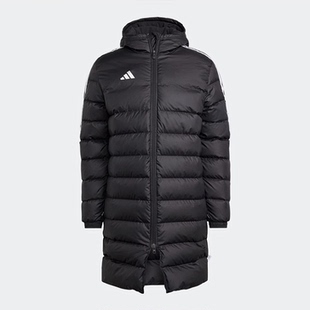 Adidas阿迪达斯男三条杠羽绒服25冬足球运动保暖中长款外套HS7238