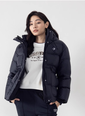 正品converse匡威 女保暖收腰宽松连帽蓬松羽绒服WCJ135-023-E48