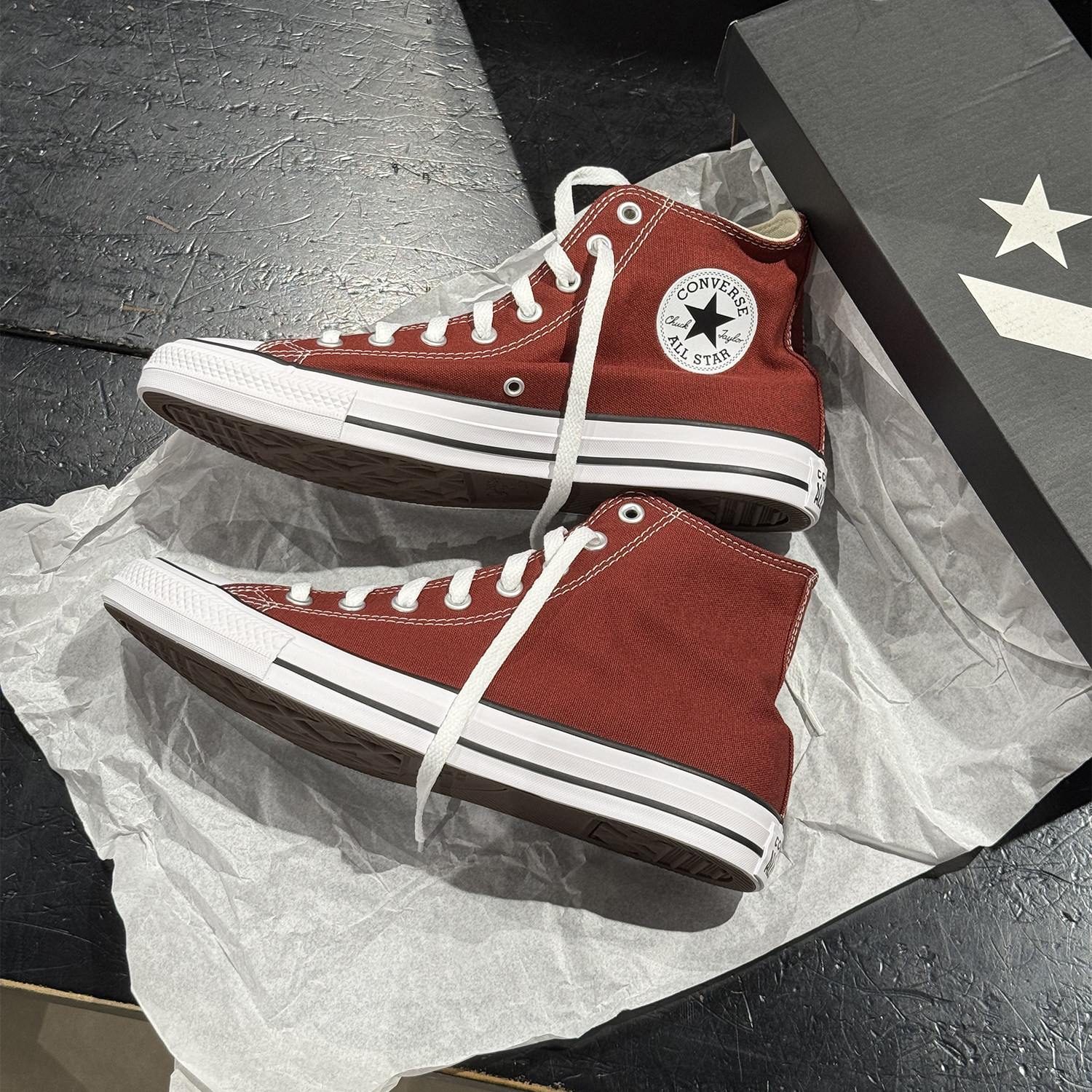 正品converse匡威 allstar深砖红色经典常青款高帮帆布鞋 A13264C