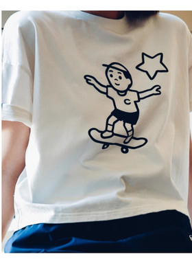 匡威Converse x Noritake联名女子短款甜美短袖T恤WCH747-695-W70