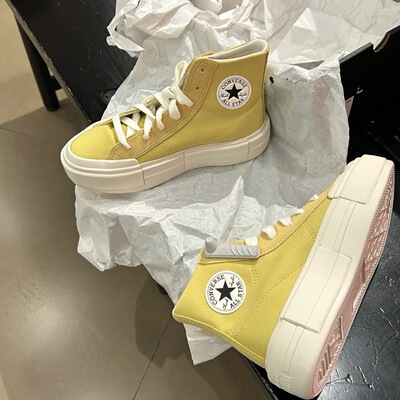 匡威奶黄色高帮UU分离式帆布鞋