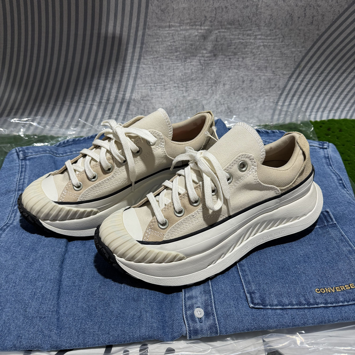 匡威春款1970s AT-CX燕麦色低帮厚底增高男女休闲帆布鞋A08753C