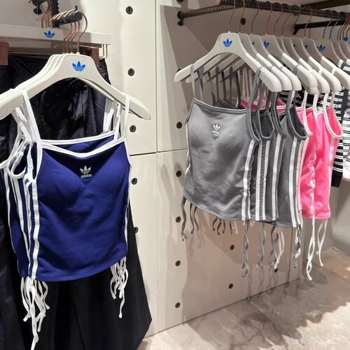Adidas三叶草25年夏季女子复古条纹可调节吊带背心 KE3887 KE3888