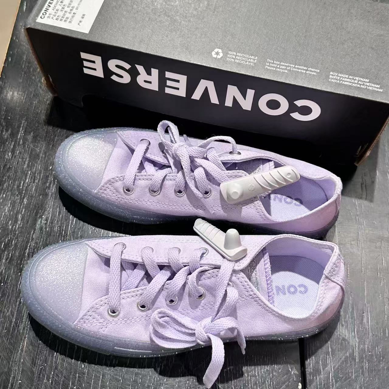 正品converse匡威all star 紫色星空 亮片鞋底 低帮A04348C