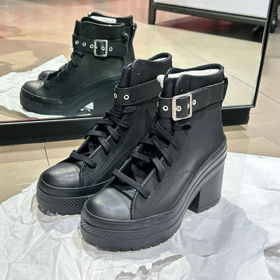 Converse匡威黑色铆钉高跟鞋