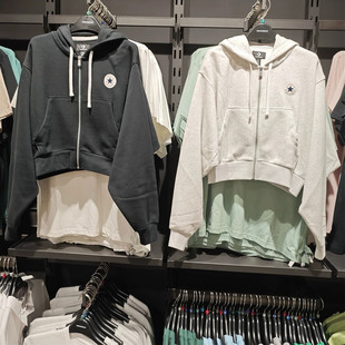 CONVERSE匡威经典圆标薄绒蝙蝠袖女款拉链卫衣10026150-A01-A02