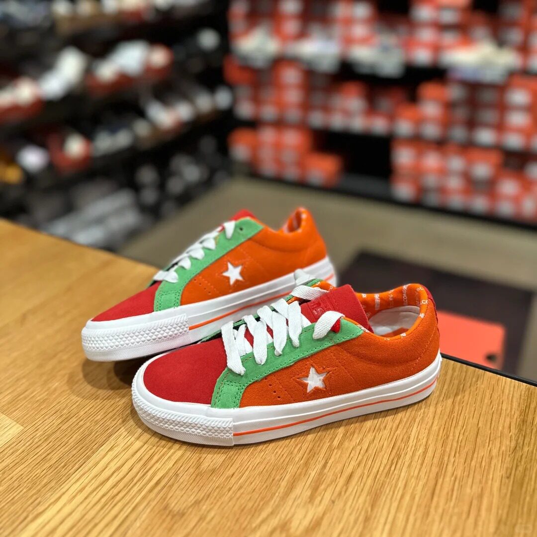 CONVERSE匡威ONESTAR便利店系列橙绿拼色麂皮低帮171932c 171931C