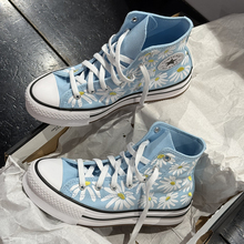 CONVERSE匡威 allstar大童小雏菊印花蓝色高帮厚底帆布鞋 A06337C