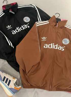adidas三叶草 男女款复古保暖双面穿运动棉服外套JL8353 JL8352