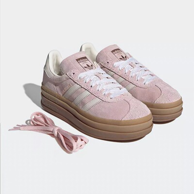 Adidas三叶草26年春季女GAZELLE厚底增高运动休闲鞋IH4209 IH4210