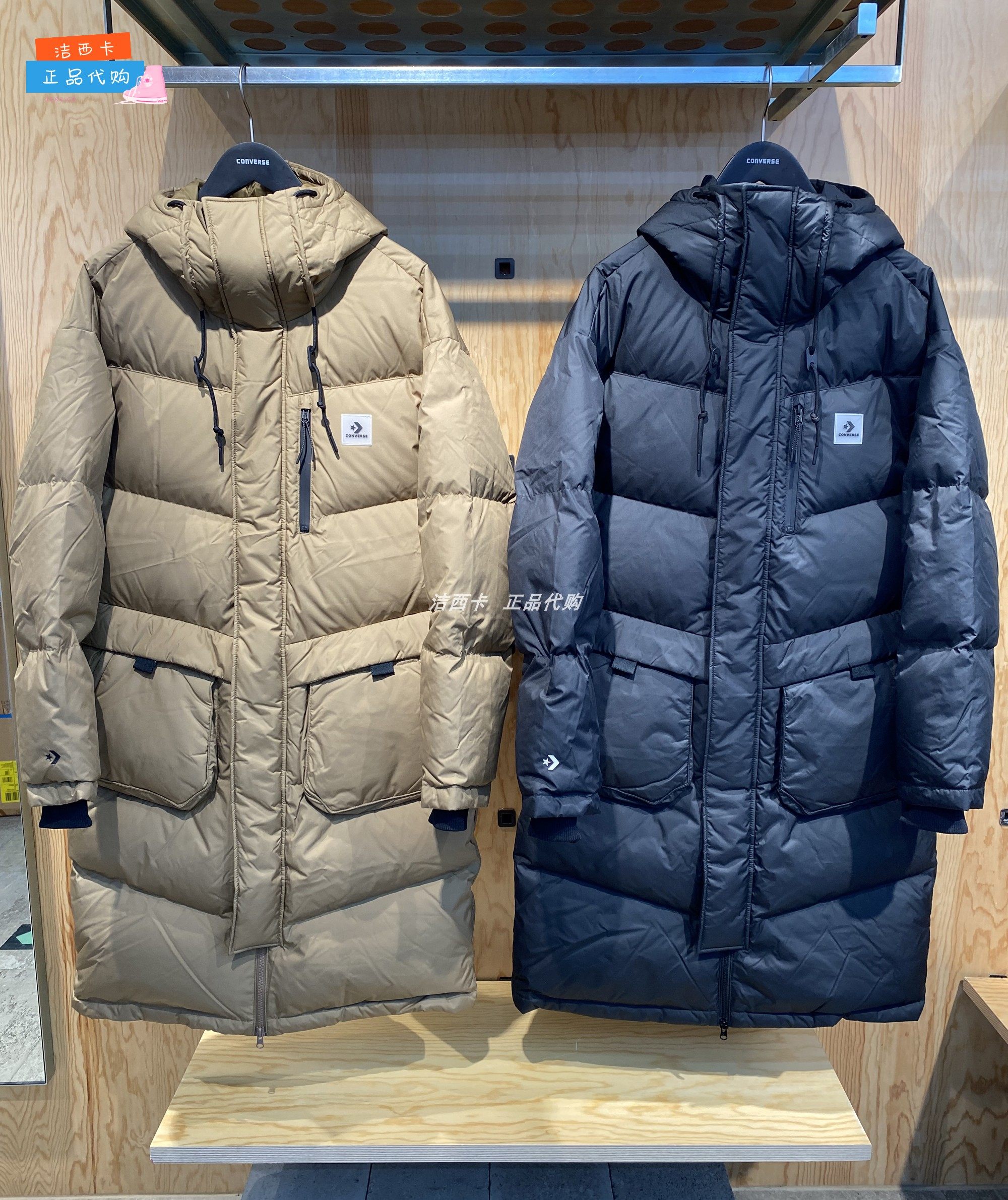 匡威男款中长款连帽羽绒服