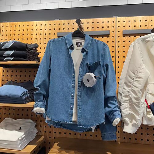 Converse匡威正品男子春款牛仔衬衫刺绣logo外套长袖10025071-A01