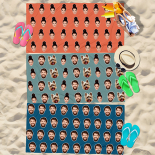 照片定制沙滩巾 人像宠物头像定制成人儿童浴巾 海边游泳度假毛巾