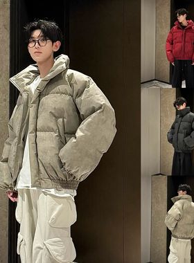 HN潮牌【脏脏棉服】冬季新款扎染立领设计感棉衣男百搭保暖面包服