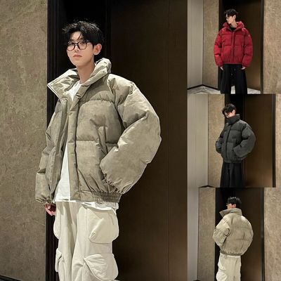 HN潮牌【脏脏棉服】冬季新款扎染立领设计感棉衣男百搭保暖面包服