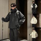 HN潮牌 双面穿 三合一连帽冲锋夹克户外防风宽松百搭外套男女