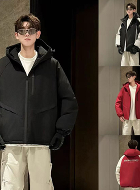 HN潮牌-【双面穿】三合一连帽冲锋夹克户外防风宽松百搭外套男女