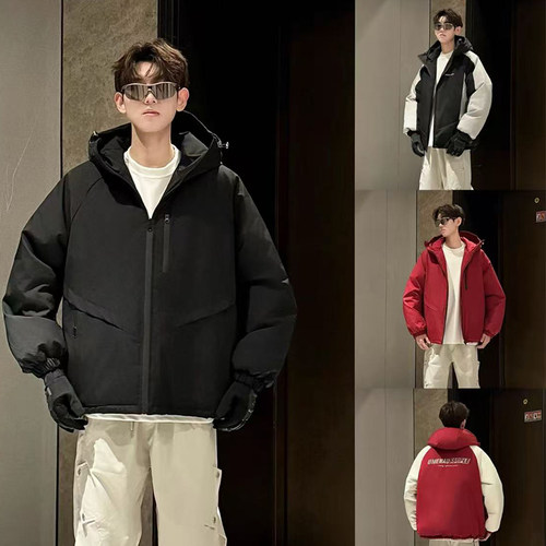 HN潮牌-【双面穿】三合一连帽冲锋夹克户外防风宽松百搭外套男女