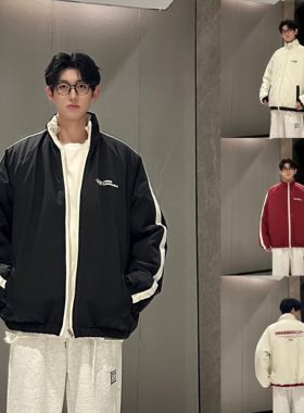 两面穿宽松立领夹克外套情侣棉服加厚棉衣男女2024年春秋新款棉袄