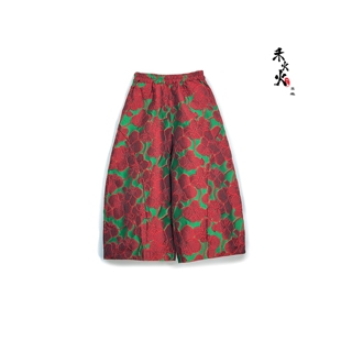 唐装 红绿休闲裤 中式 网红长裤 复古休闲24211 提花新中式