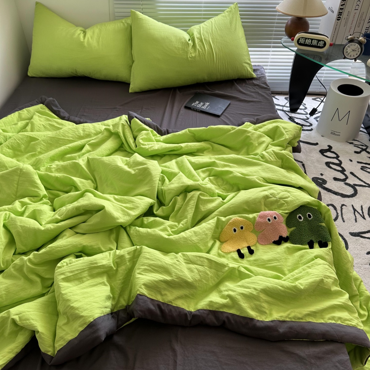 多巴胺水洗棉毛巾绣夏被夏凉空调被四件套蝴蝶结单人学生宿舍夏被