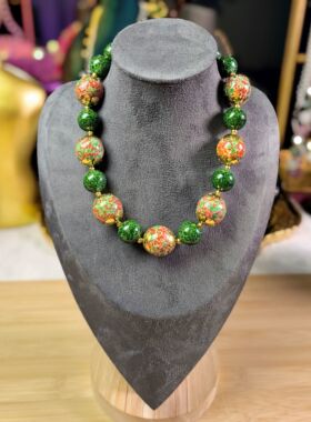 孤品独家中古风vintage老琉璃项链锁骨链夸张大颗粒复古百搭26141