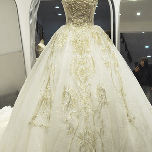 全新处理精致重工高级感抹胸主纱拖尾婚纱2025新款婚高端轻奢小众