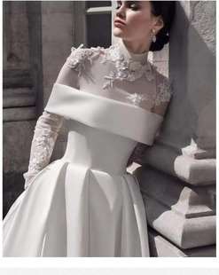 气质简约主婚纱出租租赁定做正版 2020新款 大长拖尾进口缎面长袖