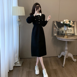 2024秋冬新款中长款休闲卫衣裙女时尚气质收腰显瘦长袖打底连衣裙