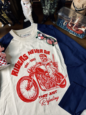 SAILOR JOHNNY美式复古机车骷髅245g宽松版插肩长袖T恤男女秋冬