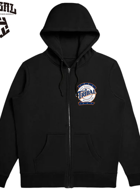 TRIBAL美式嘻哈棒球印花涂鸦连帽拉链卫衣街舞滑板宽松外套街头风