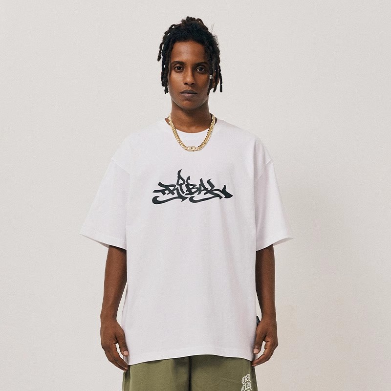 TRIBAL涂鸦文字基础短袖T恤圆领短袖T恤美式潮牌街舞滑板西海岸