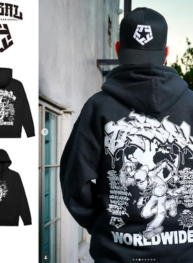 TRIBAL美式嘻哈涂鸦跑男连帽卫衣街舞滑板宽松上衣oversize高街风