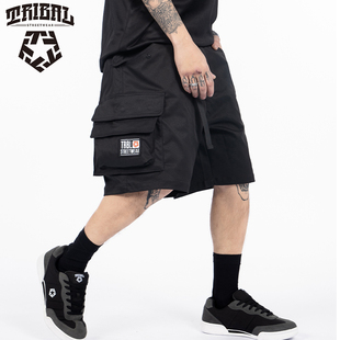 男 短裤 TRIBAL美式 hiphop街舞滑板Bboy多口袋涂鸦街头宽松飘带工装