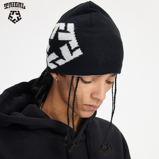 TRIBAL美式嘻哈街舞涂鸦针织潮牌街头个性保暖男女同款双面戴冷帽