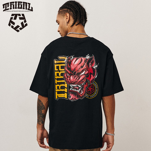 TRIBAL红恶魔涂鸦嘻哈短袖T恤